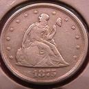 Liberty Seated Silver Twenty Cent Piece 1875-S Very Fine to Extremely Fine Condition