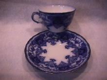 John Maddock and Sons-Flow Blue (Dainty) Cup & Saucer