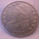 Capped Bust Half Dollar 1821 Extremely Fine Condition