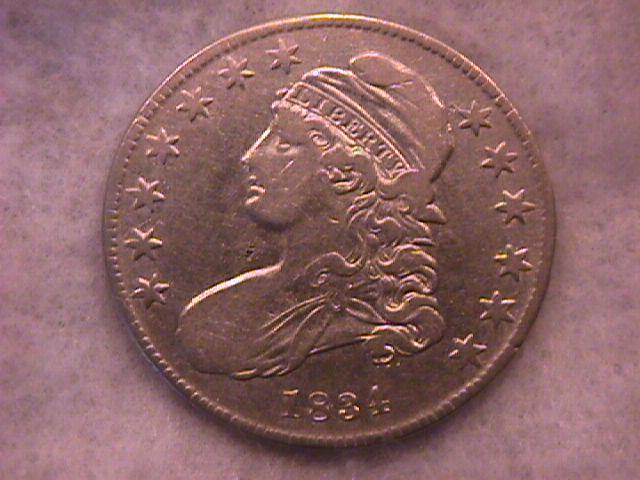 Capped Bust Silver Half Dollar 1834 Extremely Fine Condition