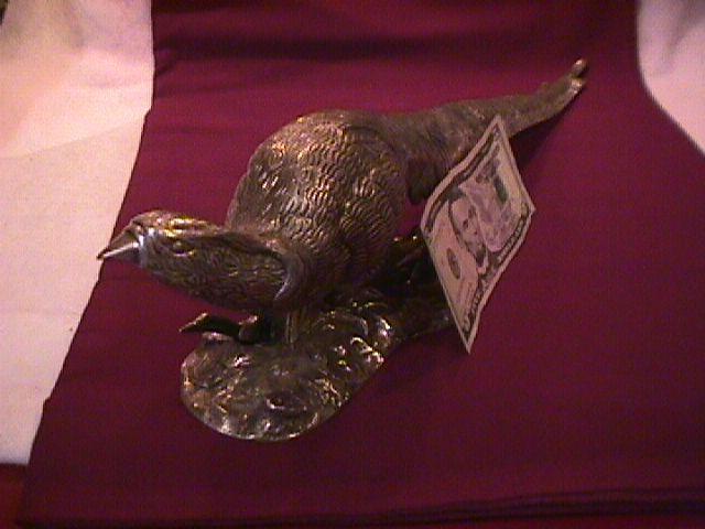 Rare Vintage Large Silverplated (Crouching Cock) Decoration