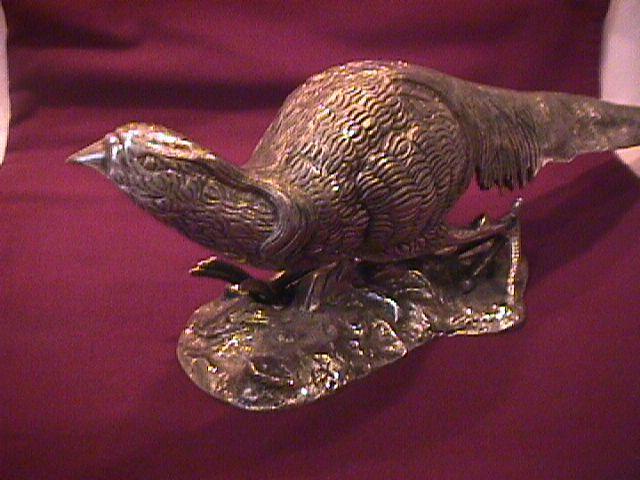 Rare Vintage Large Silverplated (Crouching Cock) Decoration