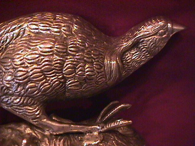 Rare Vintage Large Silverplated (Crouching Cock) Decoration