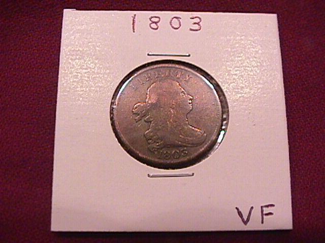 Coin Draped Bust Half Cent 1803 Fine to Very Fine Condition