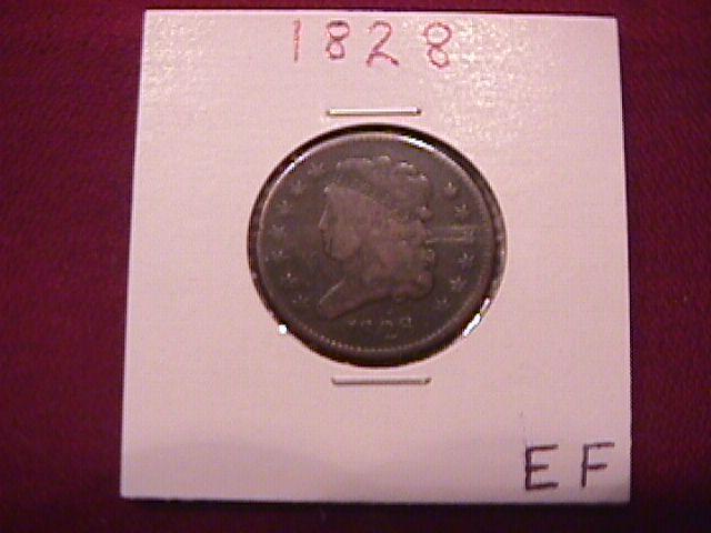Coin Classic Head Half Cent 1828 Very Fine to Extremely Fine Condition