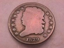 Coin Classic Head Half Cent 1829 Fine to Very Fine Condition