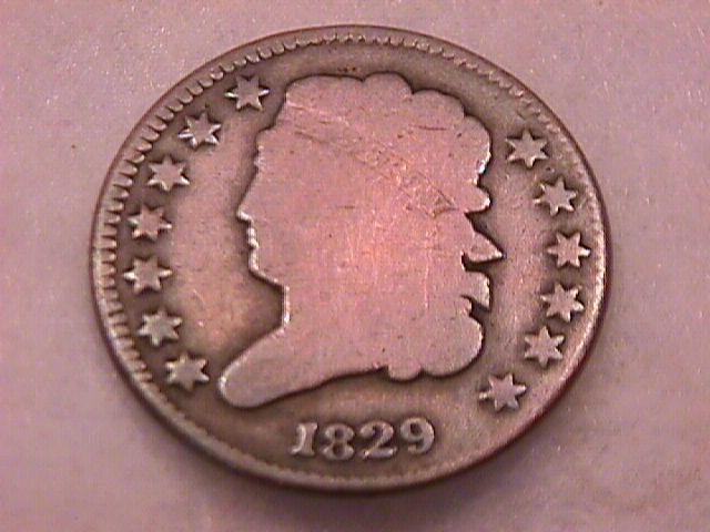 Coin Classic Head Half Cent 1829 Fine to Very Fine Condition
