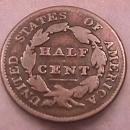 Coin Classic Head Half Cent 1829 Fine to Very Fine Condition
