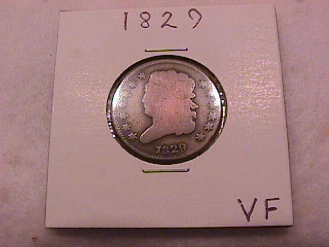Coin Classic Head Half Cent 1829 Fine to Very Fine Condition