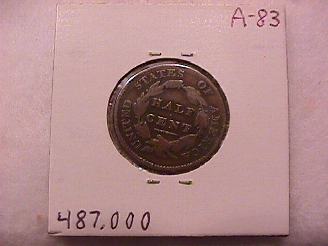 Coin Classic Head Half Cent 1829 Fine to Very Fine Condition