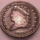 Coin Classic Head Half Cent 1835 Very Fine to Extremely Fine Condition