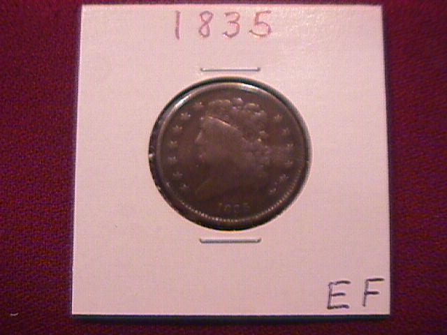 Coin Classic Head Half Cent 1835 Very Fine to Extremely Fine Condition