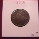 Coin Classic Head Half Cent 1835 Very Fine to Extremely Fine Condition