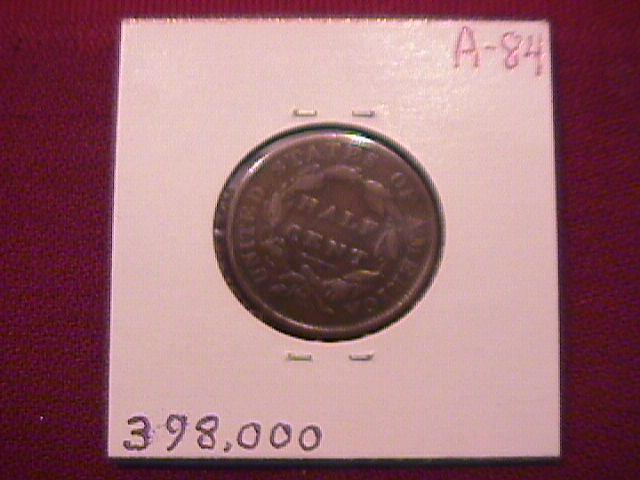 Coin Classic Head Half Cent 1835 Very Fine to Extremely Fine Condition