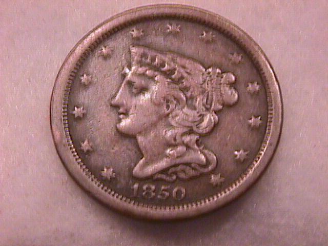 Coin Braided Hair Half Cent 1850 Very Fine to Extremely Fine Condition