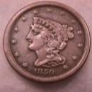 Coin Braided Hair Half Cent 1850 Very Fine to Extremely Fine Condition