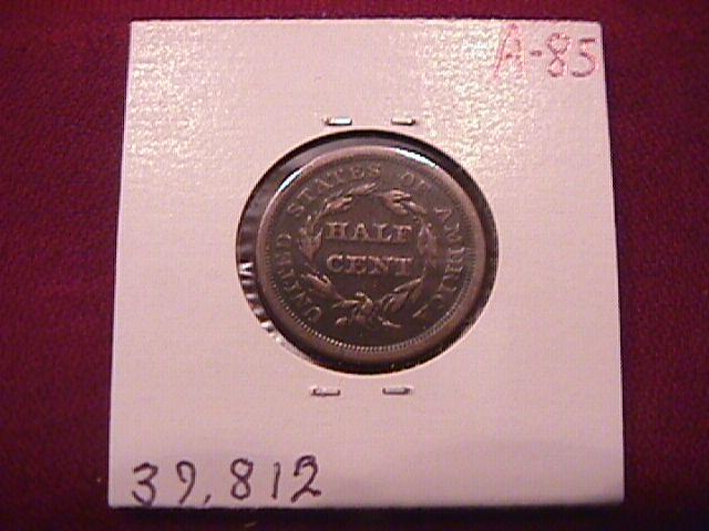 Coin Braided Hair Half Cent 1850 Very Fine to Extremely Fine Condition