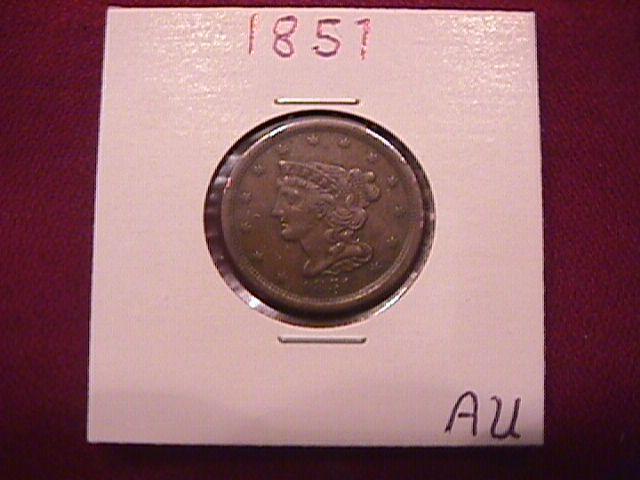 Coin Braided Hair Half Cent 1851 Extremely Fine to Almost Uncirculated Condition