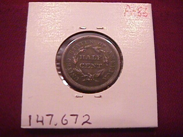 Coin Braided Hair Half Cent 1851 Extremely Fine to Almost Uncirculated Condition