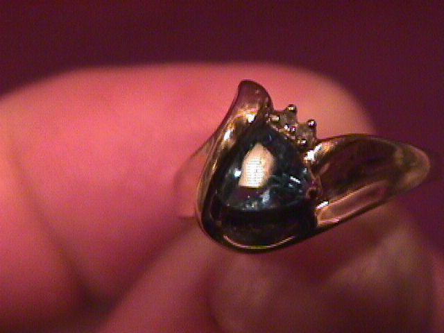 10K Yellow Gold W/Diamond and Swiss Blue Topaz