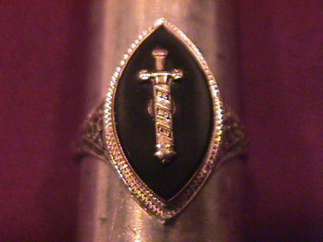 14K Solid White Gold Filigree Ladies Demolay Ring
