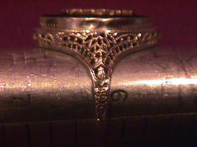 14K Solid White Gold Filigree Ladies Demolay Ring