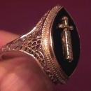 14K Solid White Gold Filigree Ladies Demolay Ring
