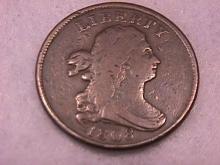 Draped Bust Copper Coin 1808 Half Cent = Very Fine Condition