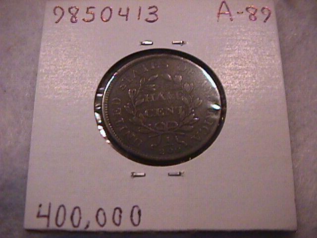 Draped Bust Copper Coin 1808 Half Cent = Very Fine Condition