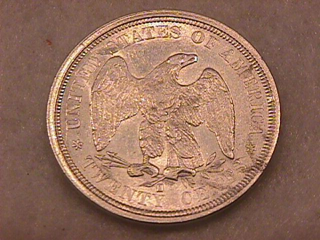 Liberty Seated Silver Coin Twenty Cent Piece 1875-S Almost Uncirculated Condition