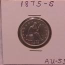 Liberty Seated Silver Coin Twenty Cent Piece 1875-S Almost Uncirculated Condition