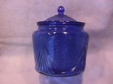 Vintage=Rare Hazel Atlas Glass (Royal Lace-Cobalt Blue) C/Cookie Jar