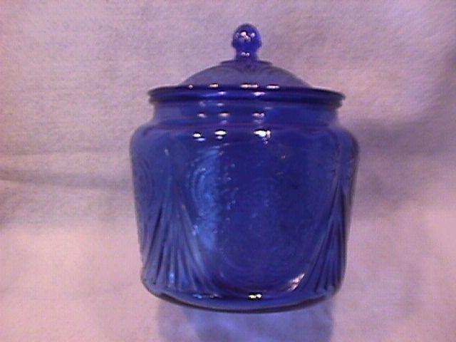 Vintage=Rare Hazel Atlas Glass (Royal Lace-Cobalt Blue) C/Cookie Jar