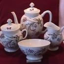 E. F.-BL Unknown Porcelaine (Butterfly & Bush) Coffee Set