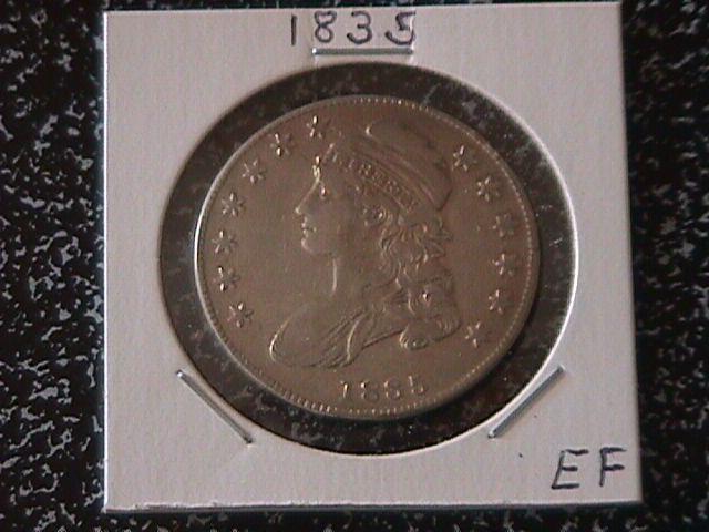 Capped Bust Silver Half Dollar 1835 Very Fine to Extremely Fine Condition
