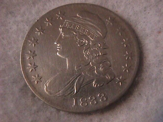 Capped Bust Silver Half Dollar 1833 Very Fine Plus Condition