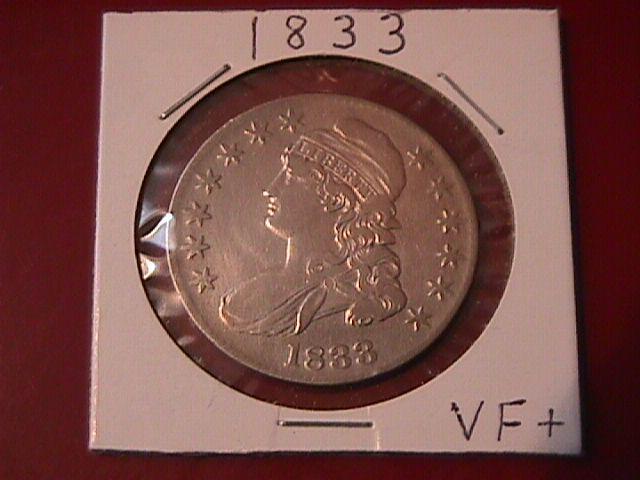 Capped Bust Silver Half Dollar 1833 Very Fine Plus Condition