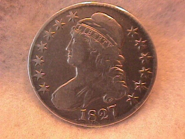 Capped Bust Silver Half Dollar 1827 Very Fine to Extremely Fine Condition