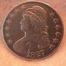 Capped Bust Silver Half Dollar 1827 Very Fine to Extremely Fine Condition