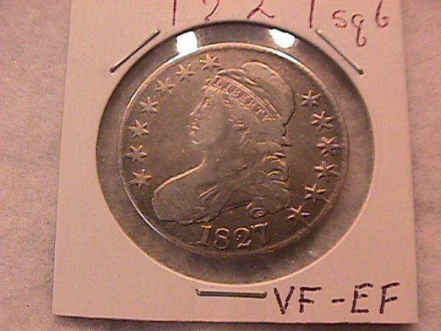 Capped Bust Silver Half Dollar 1827 Very Fine to Extremely Fine Condition