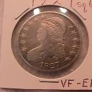 Capped Bust Silver Half Dollar 1827 Very Fine to Extremely Fine Condition