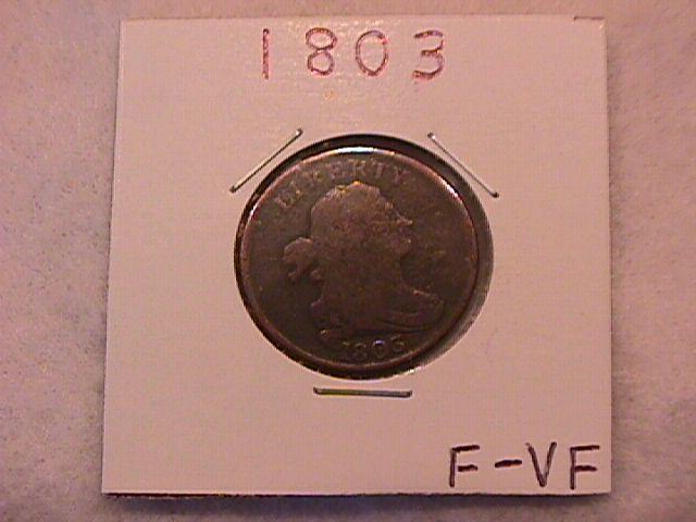 Half Cent Copper Coin Draped Bust-1803 Fine To Very Fine Condition