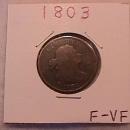 Half Cent Copper Coin Draped Bust-1803 Fine To Very Fine Condition