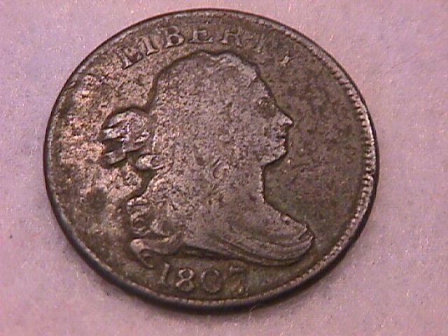 Half Cent Copper Coin Draped Bust-1807 Fine To Very Fine Condition