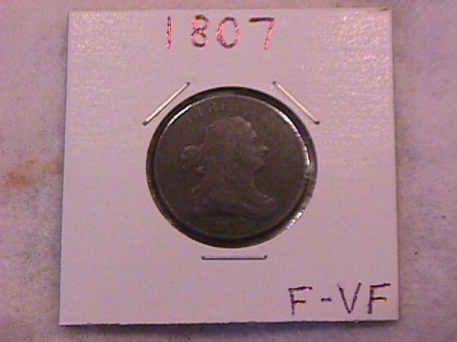 Half Cent Copper Coin Draped Bust-1807 Fine To Very Fine Condition