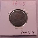 Half Cent Copper Coin Braided Hair-1849 Good To Very Good Condition