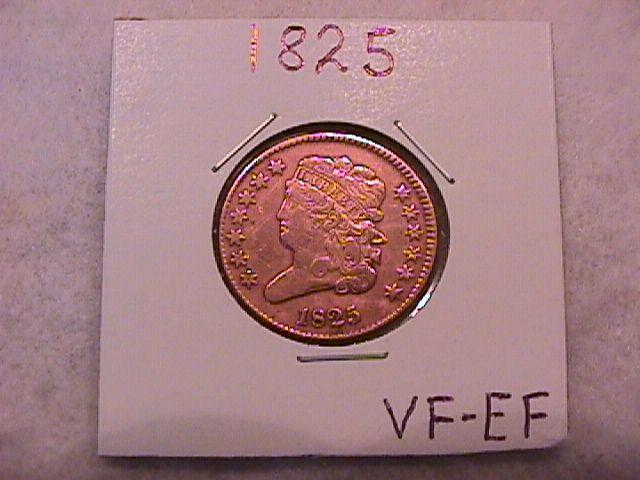 Half Cent Copper Coin Classic Head-1825 Very Fine To Extremely Fine Condition