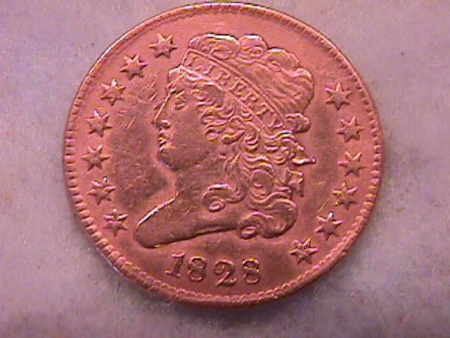 Half Cent Copper Coin Classic Head-1828 Extremely Fine To Almost Uncirculated Condition