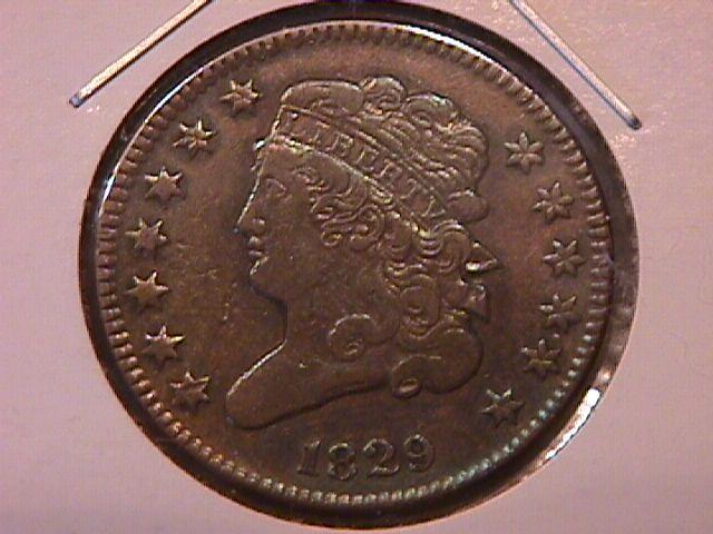 Half Cent Copper Coin Classic Head 1829 Very Fine To Extremely Fine Condition