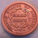 Half Cent Copper Coin Braided Hair 1854 Extremely Fine To Almost Uncirculated Condition